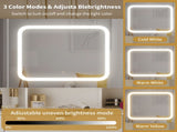 Large Vanity Table Set with 3 Opening Mirrors and LED Lights, Vanity Table with Full Storage Behind 92358029