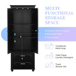 ZUN Tall Storage Cabinet with Two Drawers for Bathroom/Office, Black WF299284AAB