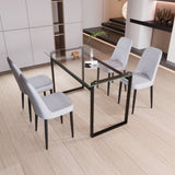 51" 4 person glass dining table set, kitchen set with black metal leg dining table and chairs, 56815598