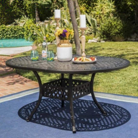 ZUN Outdoor Expandable Aluminum Dining Table, Black Sand Finish 61394.00