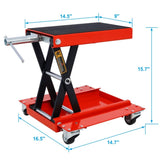 1100lb Motorcycle lift with dolly Jack,Scissor Lift Jack Wide Deck,Front Rear Center Tire Wheel W46540328