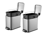 Bathroom Trash Can Combo, 1.3 Gallon Stainless Steel Slim Step Garbage Bin with Soft Close Lid, 35398692