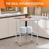 Stainless Steel Table 30 x 36 Inches Metal Prep Table with Adjustable Undershelf, Stainless Table W1192P301421