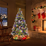 6ft Pre-Lit Christmas Tree - 55 Red Berries 55 Pine Cones, Changeable Lights & Easy Setup, Ideal 65193603