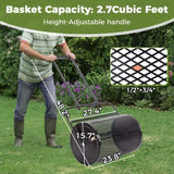 24 inch Compost Spreader for Lawn, Garden Peat Moss Roller with Double Side Latches, Powder Coated 66375361