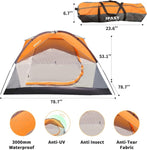 ZUN 2/6 Family Camping Tents, Outdoor Double Layers Waterproof Windproof with Top Roof Rainproof and 51072527