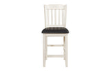 Antique White Finish Set of 2pc Counter Height Chairs Dark Brown Seat Faux Leather Upholstered B011P239559