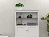Over The Toilet Rack 2 -Tier Toilet Bathroom Spacesaver Storage Shelf with 2 Doors Wood Storage 54623098