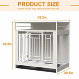 ZUN 43.3 inch Dog Crate Furniture for Large Dogs,Wooden Dog Crate Divider,Double Door Dog Kennel W2699P208354