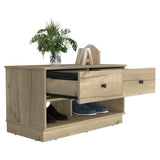 ZUN Tulip Storage Bench, Two Drawers, Two Shelves B128P148981