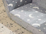 Glow-in-the-Dark Kids Foldable Sofa Bed All-Sponge Single Chaise Lounge Light Grey Star & Moon 72512975