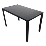 Simple Assembled Tempered Glass & Iron Dinner Table Black 20824867