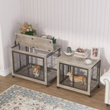 Furniture Style Dog Crate Side Table on Wheels with Double Doors and Lift Top.Grey,38.58''w x W116291737