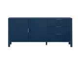 U-Style Modern Wave-Pattern Sideboard with 3 Drawers, Large Storage Buffet Cabinet with Hooks and N711P345172V