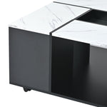 ZUN ON-TREND Modern 2-layer Coffee Table with Casters, Square Cocktail Table with Removable Tray, UV WF301228AAB