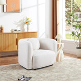 Accent Square Sofa Chair, Boucle Fabric Upholstered Single Cloud Couch Chair, Japandi Style Armchair W2664P263293