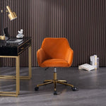 ZUN Modern Velvet Fabric Material Adjustable Height 360 revolving Home Office Chair with Gold Metal Legs 33217677