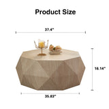Modern Farmhouse Coffee Table Drum Coffee Table, American Natural Retro Style Coffee Table for W3081P254995
