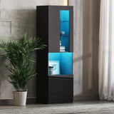 ON-TREND High Gloss Storage Cabinet with LED Lights, 67" Tall Pantry Cabinet with Acrylic Door, N721P192842B