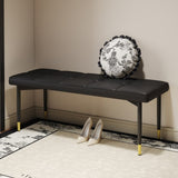47*16 Inch Multifunctional Black Shoe Bench - Faux PU Cushion, Sturdy Metal Legs With Gold W1151P214994