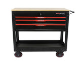3 DRAWERS MULTIFUNCTIONAL TOOL CART WITH WHEELS AND WOODEN TOP 45204202