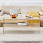 ZUN Double layered rectangular coffee table.The board is made of MDF with wooden stickers, with W1151P183723