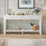 Long Console Table Entryway Table with Different Size Drawers and Bottom 79017046