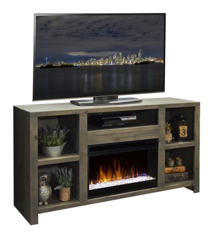 ZUN 62 inch Electric Fireplace TV Stand for TVs up to 70 inches, Minimal Assembly, Barnwood Finish B108P160231