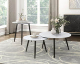 Modern Style Nesting Cocktail Tables and Side Table 3-Piece Occasional Table Set Black Metal Legs B011P232143