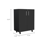 ZUN Double Door 27.5" Base Cabinet, With Casters, Two Interior Shelves and lock -Black B20092084