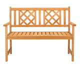 ZUN 118*56.5*90cm Outdoor Garden Fir Grid Back Wooden Bench Burlywood 89218544