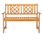 ZUN 118*56.5*90cm Outdoor Garden Fir Grid Back Wooden Bench Burlywood 89218544