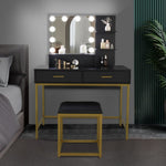 ZUN Large Vanity Set with 10 LED Bulbs, Makeup Table with Cushioned Stool, 3 Storage Shelves 2 Drawers, 57821782