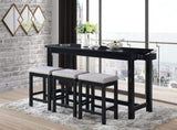 4pc Counter Height Dining Set Black Finish Counter Height Table w Drawer Built-in USB Ports Power B011P151854