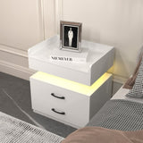 ZUN 1 Set Nightstand with Adjustable LED Strip Light, 2-drawers, Large Storage Space, Suitable for W368P239008