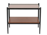 Set of 2 Rectangle End Table, Tempered Glass Tabletop with MDF layer, Modern Table for Living Room , W241P184253