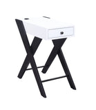 Fierce White and Black Accent Table with Built-in USB Port B2726P243282