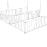 Metal Twin Size House Platform Beds, Two Shared Beds, White MF307505AAK