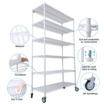 ZUN 6 Tier 6000lbs Capacity NSF Metal Shelf Wire Shelving Unit, Heavy Duty Adjustable Storage Rack with 43000061