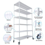 ZUN 6 Tier 6000lbs Capacity NSF Metal Shelf Wire Shelving Unit, Heavy Duty Adjustable Storage Rack with W465142121