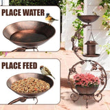 ZUN 37.8 inch Bird Bath and Solar Bird Feeders Combo with Flower Planter Pedestal, Weather Resistant 60319630