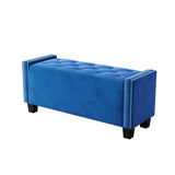 ZUN Upholstered Velvet Storage Bench for Bedroom, End of Bed Bench with Rivet Design, Tufted Foot Rest 41340779