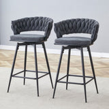 Two sets of rotating high-legged stools with breathable cotton and linen cushions, Dark gray seats W2920P281918