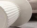 White Magnesium Oxide Fluted Pedestal Side Table 19.69" Diameter Round Accent Table W5351P486732