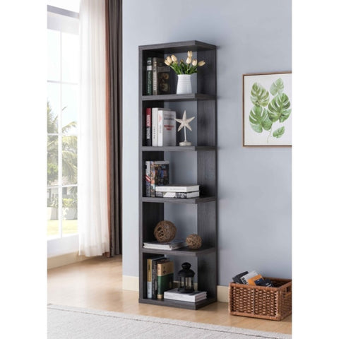 ZUN Bookcase Display, Home Book Stand with 5-Tier Shelves in Distressed Grey B107130896