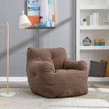 010-Soft Teddy Fabric Tufted Foam Bean Bag Chair With Teddy Fabric Coffee W52753861