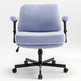 Chair with Wheels and Flip Arms-Comfy Fabric Cross Legged Office Chair with Thick Cushion&Wide Seat, 77632924