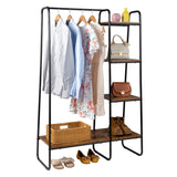 ZUN Clothes Rack with 5 Wood Shelf, Freestanding Rack,Garment Rack, Standing Metal Sturdy 50851359