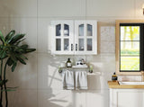 Wall Cabinet, Glass door Display Wall Mounted Cabinet, Floating Cabinet with inadjustable Shelves W331P379955
