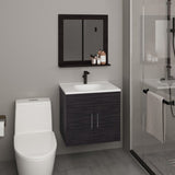 Blake Bathroom Mirror Cabinet with Two Interior Shelves, Wall-Mounted Storage Black B070P316868